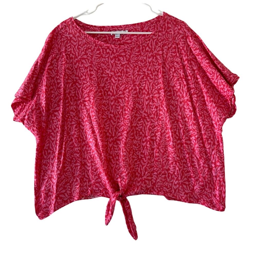Chico's Pink 100% Linen Top 4 XXL 2X Tie Hem Beach Summer